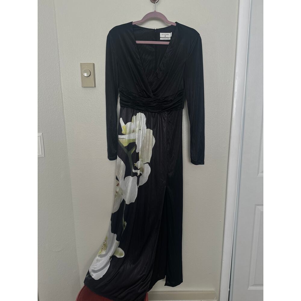 Altuzarra For Target Small Maxi Dress Black Floral Print V-neck Slit Formal - Picture 5 of 11